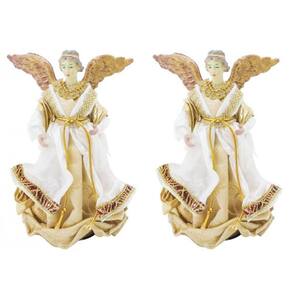 Kit Anjo Natal Plus Seda 25cm Dourado New 2 Unidades