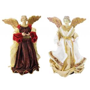 Kit Anjo Natal Plus Seda 25cm Vinho e Dourado 2 Unidades