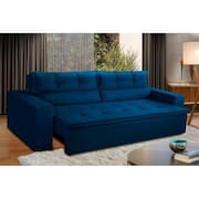 Sofá Retrátil e Reclinável 3 lugares com Molas 2,00m Vegas Suede Azul Adonai Estofados