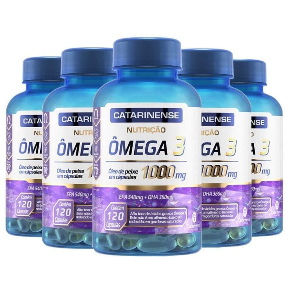 Kit 5 ômega 3 Epa 540mg Dha 360mg Catarinense 120 Cápsulas