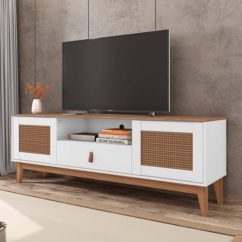 Rack 2 Portas 1 Gaveta 160cm Esmeralda Versátile Casa D Branco/Noce