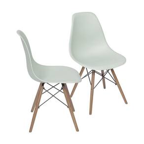 Kit 2 Cadeiras Boxbit Dkr Eames Base Em Madeira Verde Claro