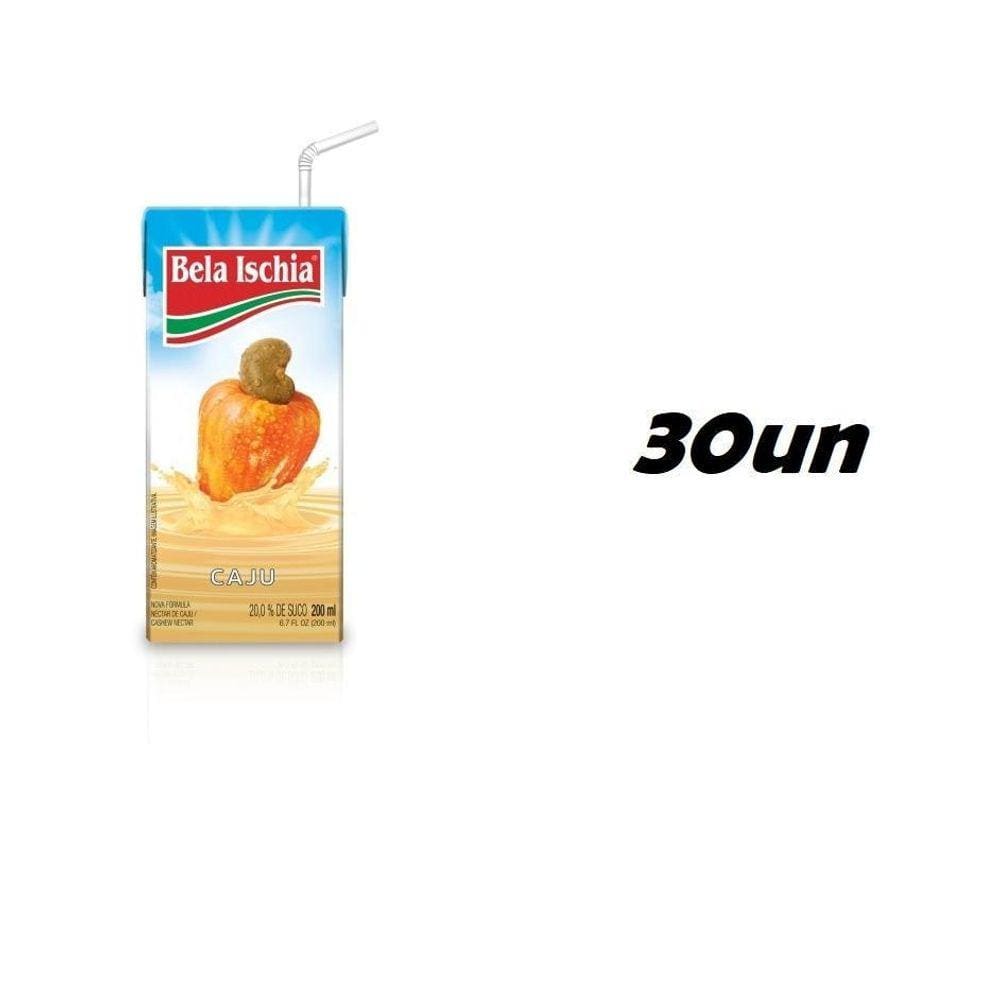 Kit 30 Caixinhas De Suco Pronto Caju Bela Ischia 200Ml