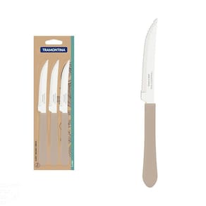 Conjunto de Facas para Churrasco Tramontina Leme com Lâminas em Aço Inox e Cabos de Polipropileno Cinza 3 Peças Tramontina