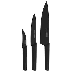 Jogo de Facas Tramontina Nygma com Lâminas em Aço Inox e Cabos Texturizados Preto 3 Peças Tramontina