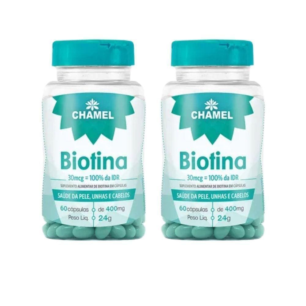 Biotina 30mcg 60 Cáp. De 400mg Chamel 2 Frascos