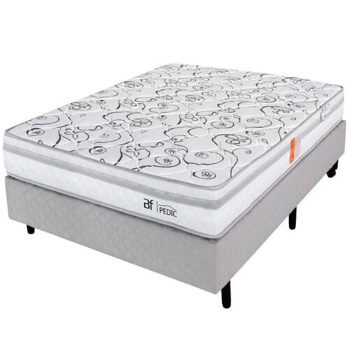 Cama Box Queen Colchão Ortopédico Espuma D28 Certificada Box Cinza BF Colchões 158x198x56cm Menor preço em Cama Box Queen Colchão Ortopédico Espuma D28 Certificada Box Cinza BF Colchões 158x198x56cm