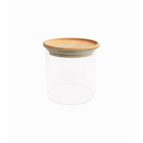 Kit 6 Potes De Vidro Empilhável Hermético Tampa Bambu 500Ml