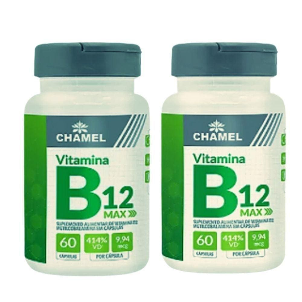 Vitamina B12 Max - 2 Frascos 60 Cáp. (metilcobalamina)