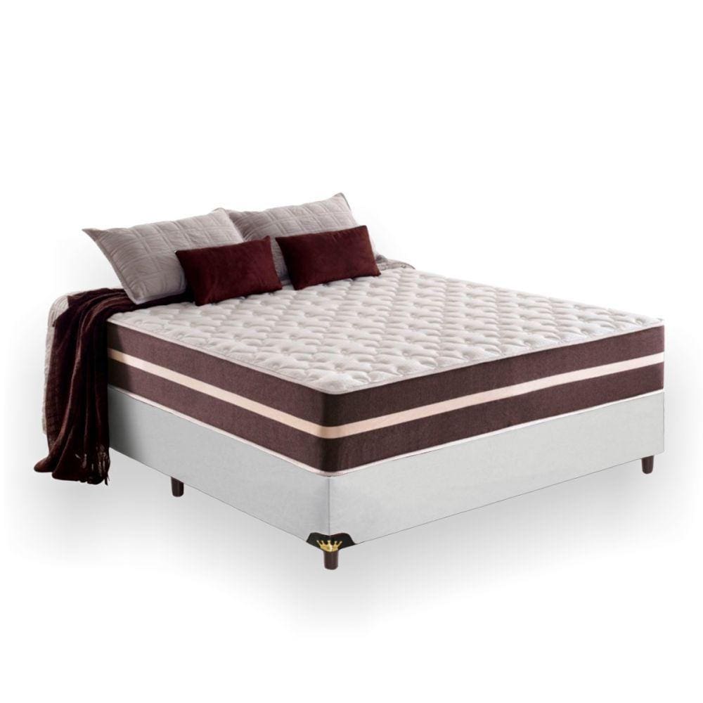 Cama Box Viúva 128 Tecido Sintético Branco com Colchão Little Angel - Bello Box - Mola Superlastic 22x128x188