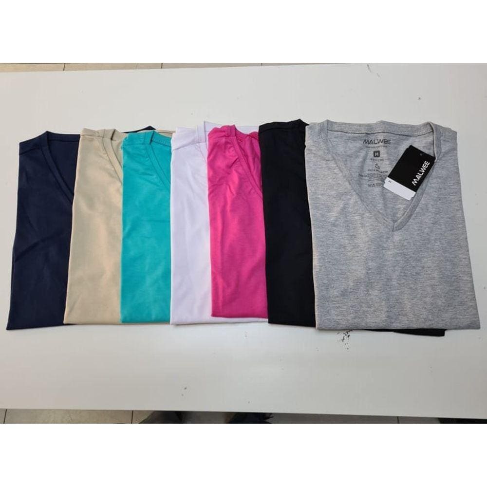 Camiseta Babylook Feminina Manga Curta Decote V Malwee 47373 Algodão.(A peça)