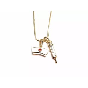 Gargantilha Enfermagem Enfermeira Folheado a Ouro 18k