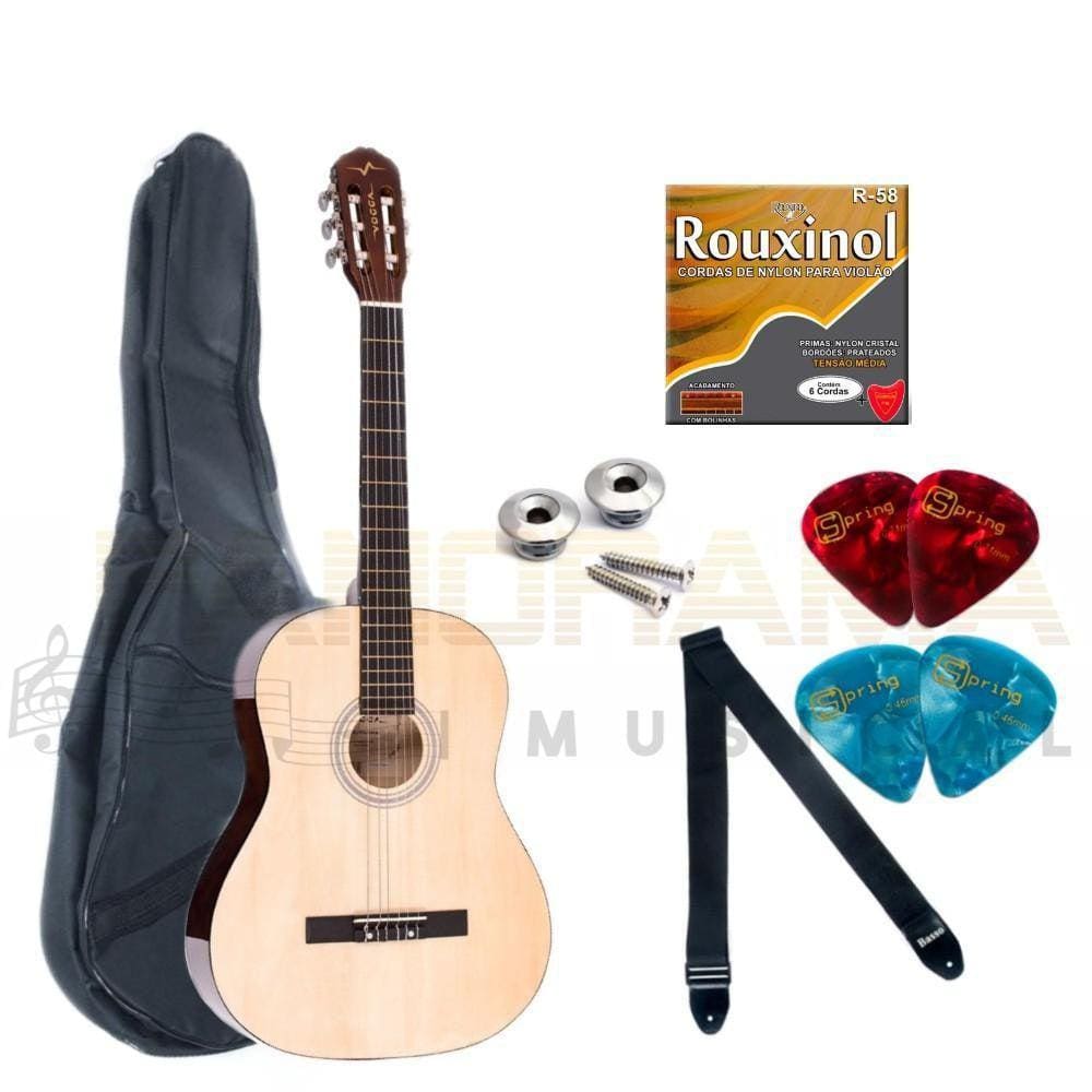 Violão Acústico Vogga Nylon Vca203N Natural + Acessórios