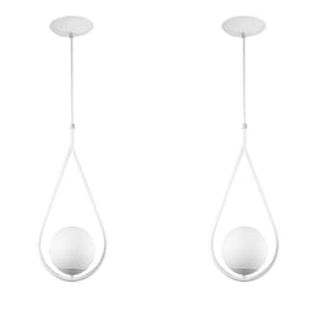 Kit 2 Luminária Pendente Aro Gota Orby Branco Magnifico