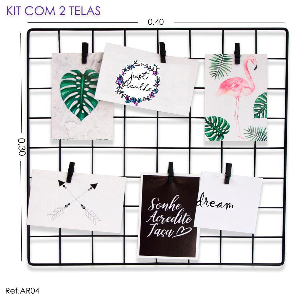Kit Painel de Fotos Tela Aramada 0,30 x 0,40 - 2 Unidades