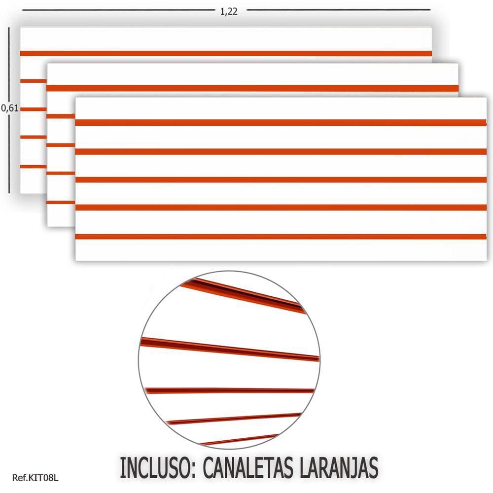 3 Paineis Canaletados - 1,22 X 0,61 + Canaleta Laranja