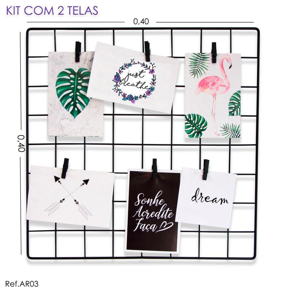 Kit Painel de Fotos Tela Aramada 0,40 x 0,40 - 2 Unidades