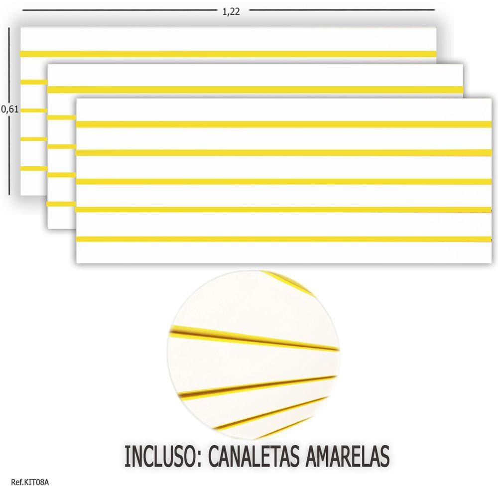 3 Painéis Canaletados 1,22 x 0,61 + Canaletas Amarelas