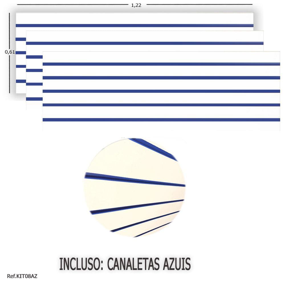 3 Paineis Canaletados - 1,22 X 0,61 + Canaleta Azul