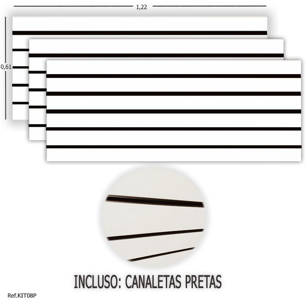 3 Paineis Canaletados - 1,22 X 0,61 + Canaleta Preta