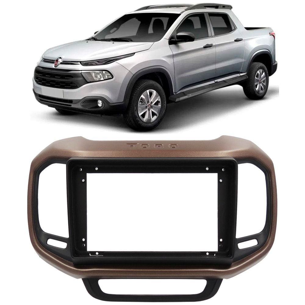 Moldura De Painel 2 Din 9” Polegadas Fiat Toro - Preto com Marrom