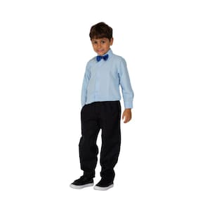 Camisa Social Infantil Manga Longa Azul Clara Casamento Luxo