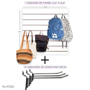 Painel Canaletado - 0,61 X 0,61 + 10 Ganchos 25CM