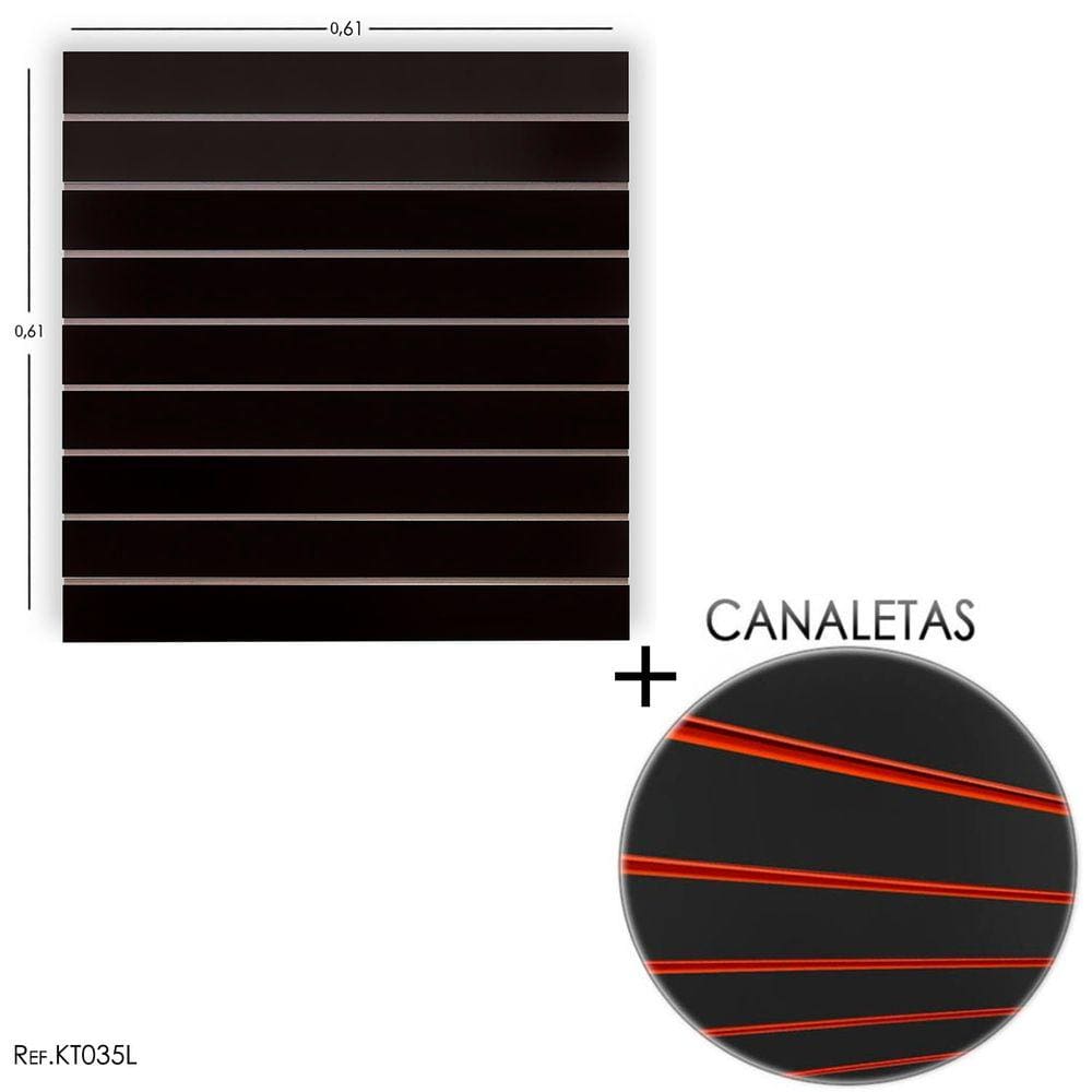Painel Canaletado Preto 0,61 X 0,61 + CANALETA LARANJA