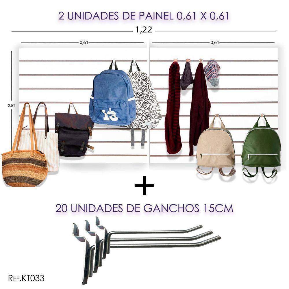 Painel Canaletado - 0,61 x 1,22 + 20 Ganchos 15CM
