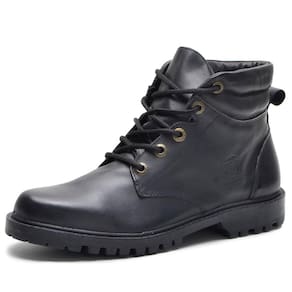 Bota Coturno Tratorada Masculina Couro Cano Medio Conforto
