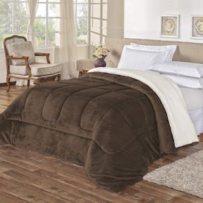 Coberdrom King Noruega Sherpa + Manta Flannel 1Pç - Marrom