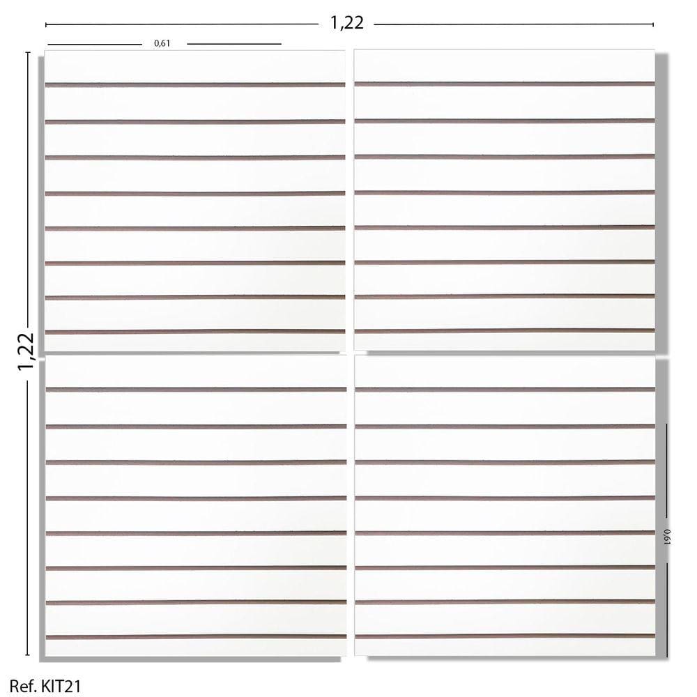 4 Paineis Canaletados Preto - 0,61 X 0,61 + 50 Ganchos 15CM