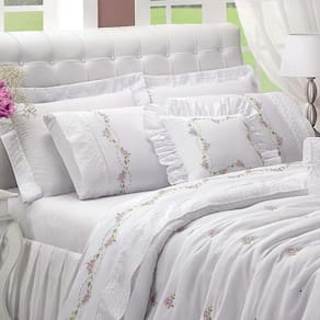 Cobre Leito Queen Charme Percal 180 Fios 6 Peças - Branco