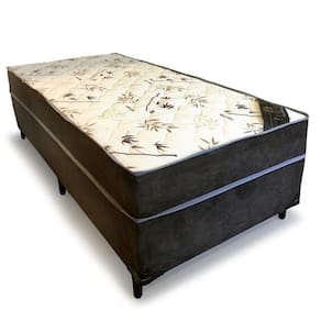 Cama Box Conjugada Ortopédica Solteiro  88 x 188 - Suede Marrom - Tampo Bambu Marrom