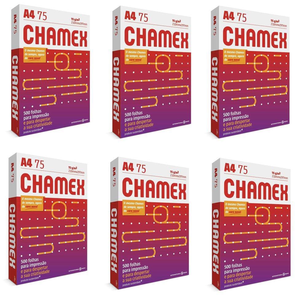 6 Pacotes Com 500 Folhas De Papel Sulfite A4 75G Chamex