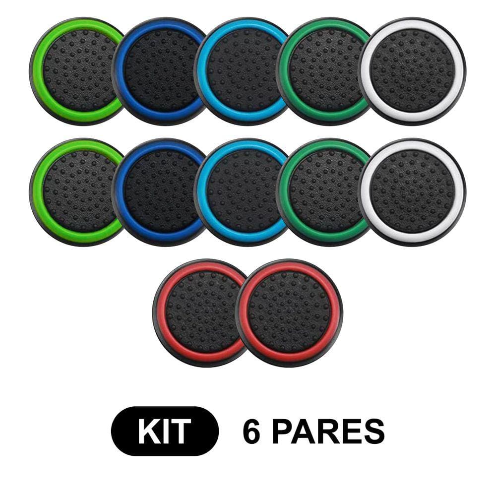 6 Pares de Grips p/ controle Anti Derrapante Silicone Botão Analógico do Joystick