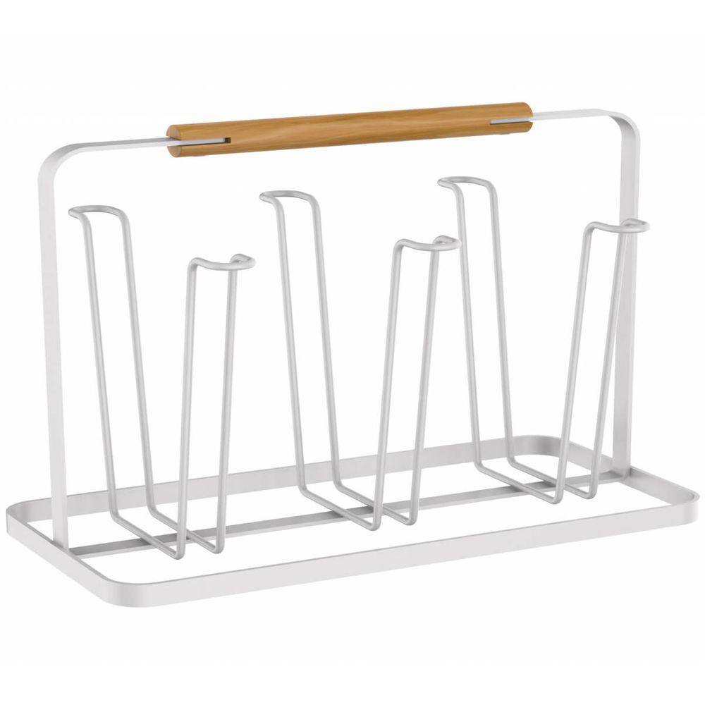 Escorredor de Copos Organizador Secador Porta 6 Copos de Pia Metalla Yoi Branco