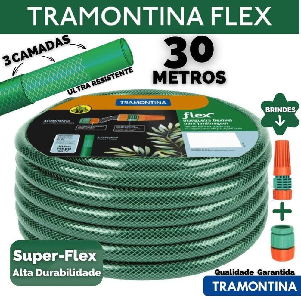 Mangueira Para Jardim 30 Metros Tramontinaflex -Kit Completo