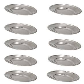 Kit 10 Bandeja Travessa Oval Inox 25Cm Pequena Porção