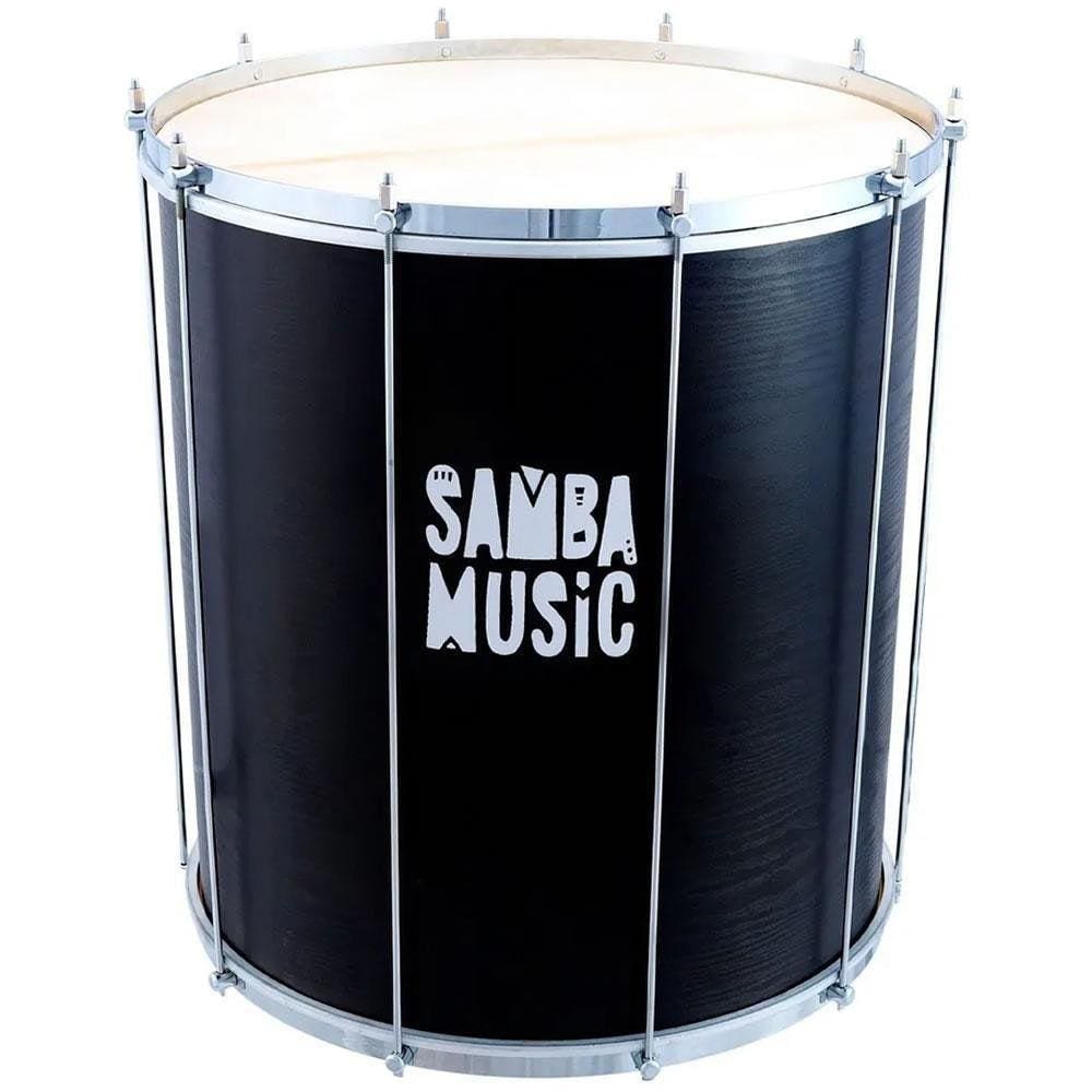 Surdo Madeira Samba Music 60X20 Preto Pele Animal