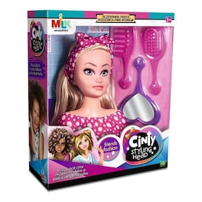 Boneca Cinty Loira Busto Com Cabelo Para Pentear + Acessórios