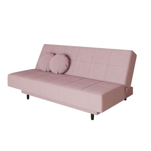 sofá-cama casal 3 lugares jimmy suede rosa claro