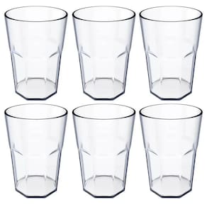 Conjunto 6 Copos Plásticos Jogo de Copos para Suco Água 400ml Natural OU