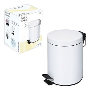 Lixeira Homeflex Tóquio 5L Metal Com Pedal Branco