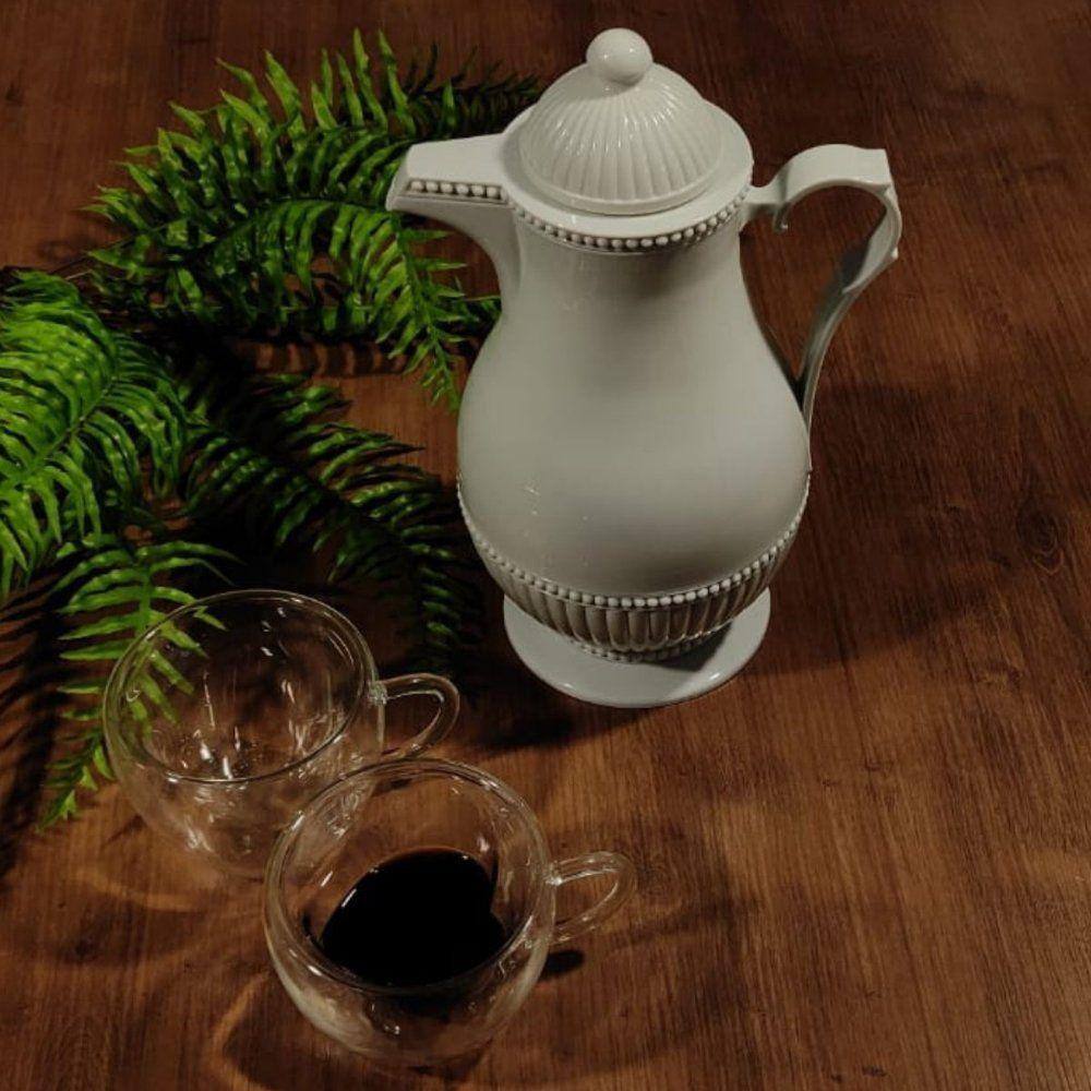 Garrafa Lyor Vintage Cinza e Jogo com Duas Xicaras Coração