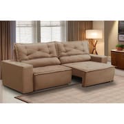 Sofá Retrátil e Reclinável 3 lugares com Molas 1,80m Livia Suede Cappuccino Adonai Estofados