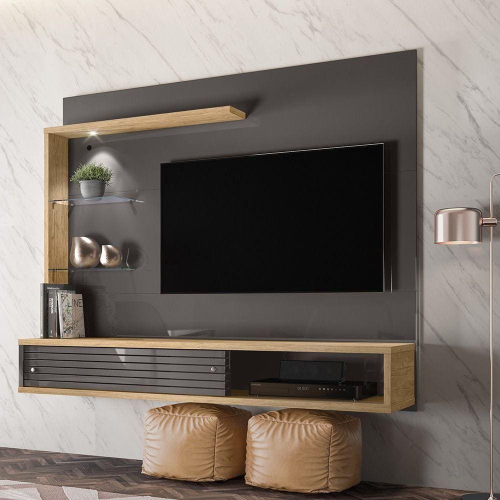 Painel Bancada Suspensa Tv 50 Frizz Select Titanio Carvalho