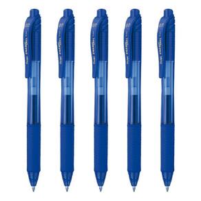 Kit 5 Caneta Gel Energel-X Retratil Azul 0,7MM