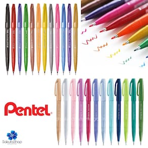 Kit 18 Caneta Brush Pen PENTEL Brush Sign Pen Touch Cores Novas Bujo Planner