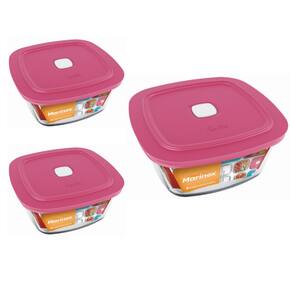 Pote Vidro Quadrado Facilita Marmita 500ML Marinex 2Un